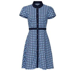 Draper James Size 12 Blue Mixed Dot Collared Shirt Dress